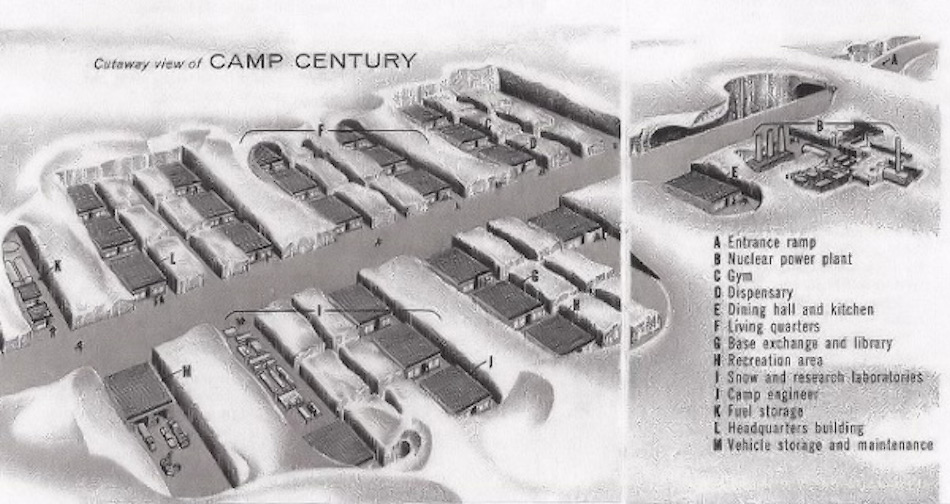Neben konventionellen Radar- und Luftwaffenbasen baute das US-Militär auch Camp Century, eine unter der Eiskappe gelegene Abschussbasis für Atomraketen und mit einem kleinen Kernreaktor zur Energieversorgung. Der Abbau dieser Station wird separat verhandelt.