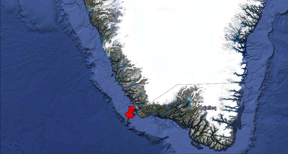 Das neuentdeckte Riff liegt an der Südwestküste Grönlands in 900 Meter Tiefe, direkt am Kontinentalabhang.