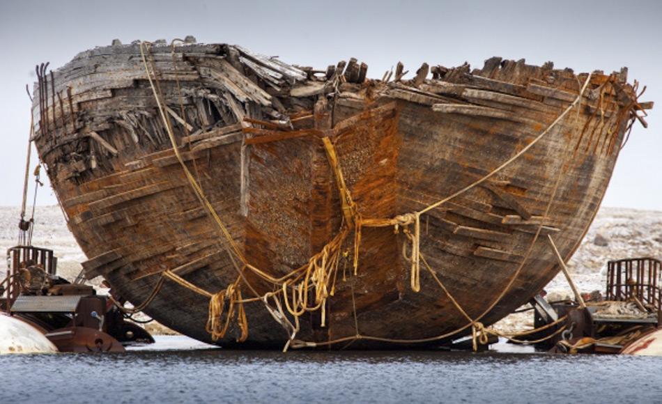 Der ei-förmige Rumpf der Maud hat geholfen, ihre Struktur selbst unter dem starken Druck des Eises zu erhalten, sagt Wanggaard. Bild: Jan Wanggaard